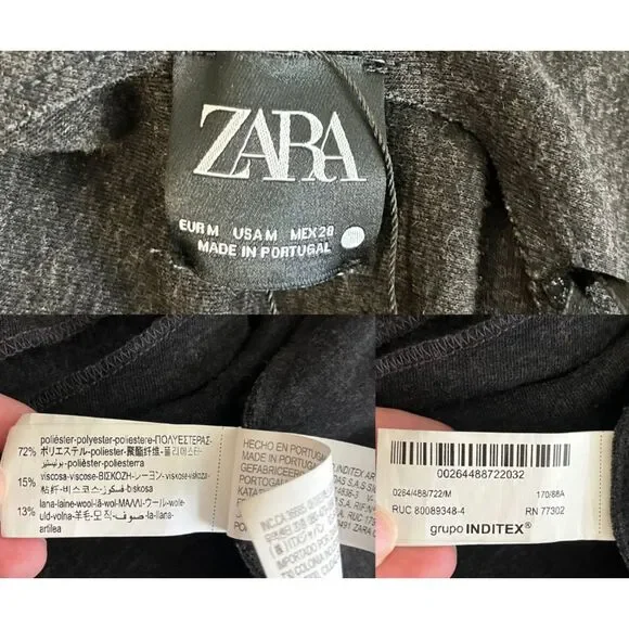 Zara Women Size M Gray Asymmetric Wool Cape Poncho Wrap Kimono Modern Minimalist - Picture 9 of 15